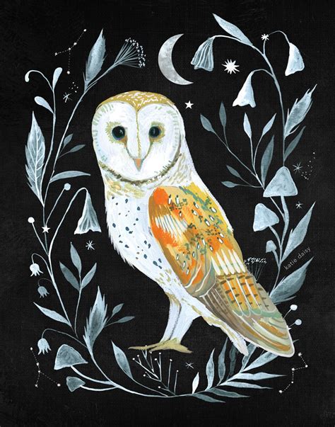 Barn Owl Art Print Owl Wall Art Nature Print Katie Daisy Art