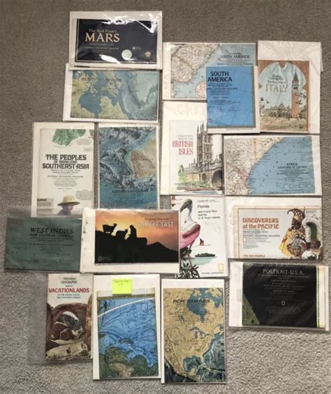Vintage National Geographic Maps Lot Of 16 1950s 60s 70s World