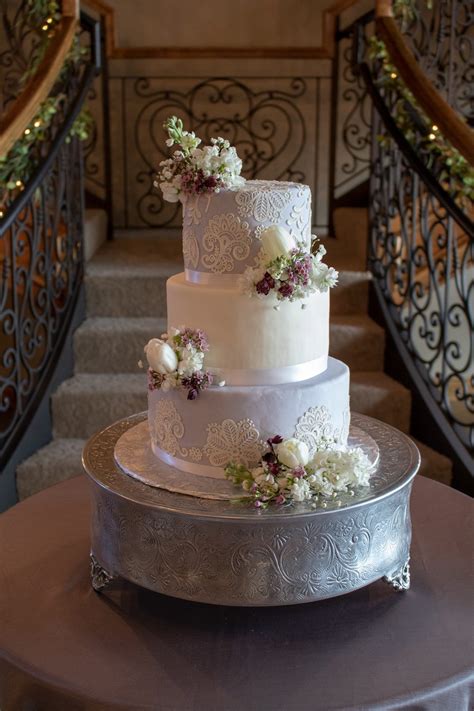3 Tier Lavender Spring Wedding Cake With Edible Lace Rexburg Cakes