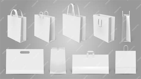 Premium Vector Realistic Shopping Bag White Paper Empty Bags Modern