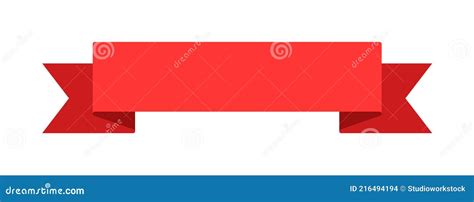Curved Red Banner Ribbon Flat Vector Design On White Stock Vector