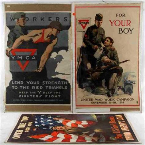 Wwii Ymca War Work Poster Lot Of 2 And Over The Top
