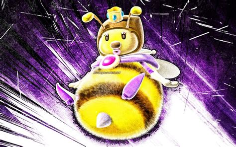Download Wallpapers 4k Honey Queen Grunge Art Cartoon Bee Super