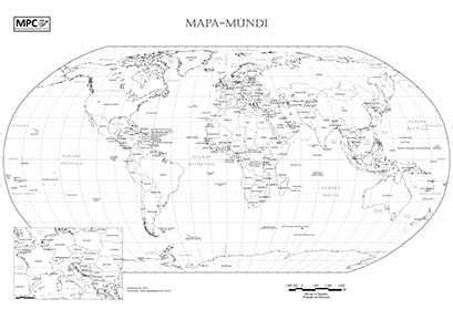 El siguiente es un planisferio sin división política y con nombres para colorear e imprimir. MAPA MUNDI PARA COLORIR - Político e continentes