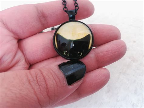 Gothic Black Cat Necklace Halloween Necklace Victorian Etsy