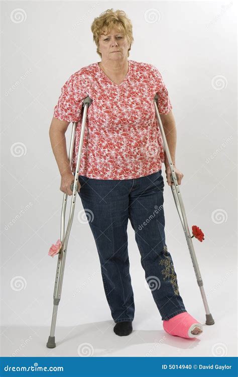 Woman On Crutches Stock Photo Image Of Toes Crutch Medical 5014940