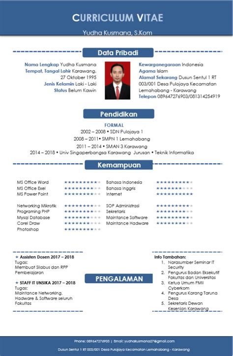 Contoh Cv Word Template Indonesia IMAGESEE