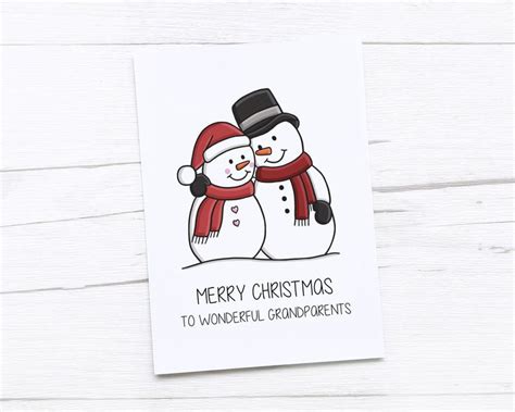 Happy Christmas Card Merry Christmas Snowman Grandparents Etsy Uk