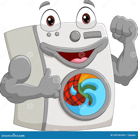 Cartoon Smiling Washing Machine Character Stock Vector Illustration