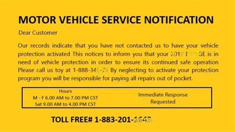 Motor Vehicle Service Notification Is It Legit Or A Scam Mechanic Fixa