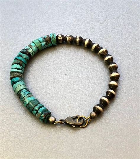 Genuine Turquoise Bracelet Turquoise Heishi Beads African Etsy