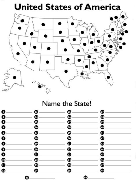 Map Of The United States With Blanks To Label Each State Geography