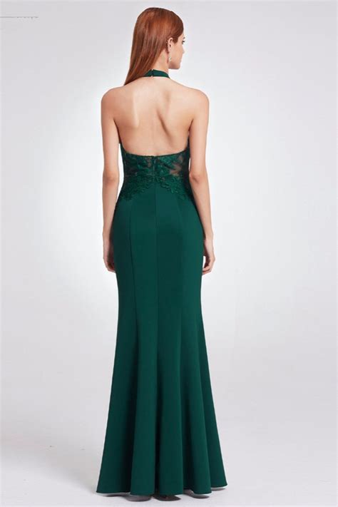 Elegant Green Halter Lace Evening Gowns Mermaid Sleeveless Plus Size