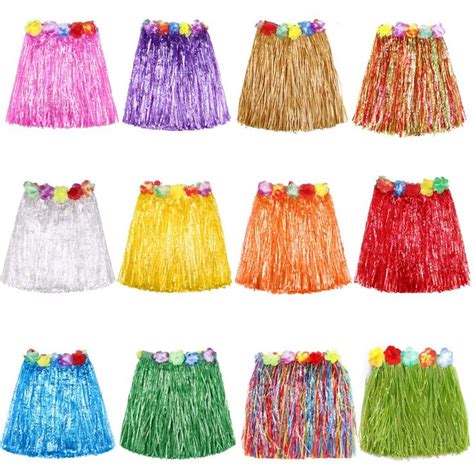 Grass Skirt Hawaiian Luau Hula Skirts Party Decorations Favors Supplies Multicolor Grass Skirts