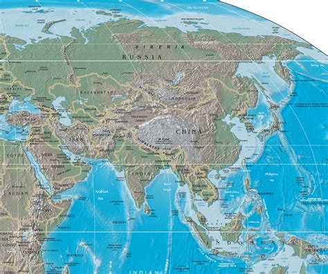 Mappa Geografica Dellasia Carta Ad Alta Risoluzione Del Continente