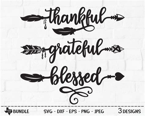 Thankful Grateful Blessed Svg Cut Files Thanksgiving Shirt Etsy
