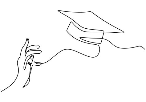 One Line Drawing Group Of Young Happy Graduate Hands College Student