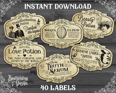 15 Printable Blank Vintage Apothecary Labels Set Editable Pdf Potion