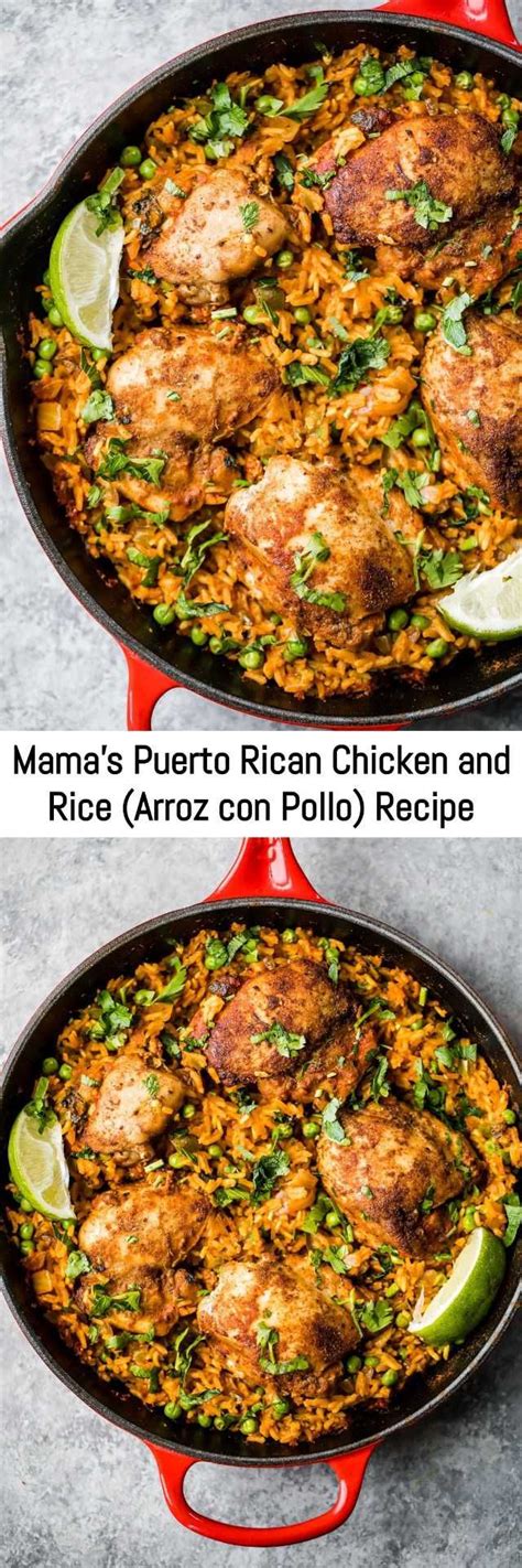 Arroz con pollo (spanish for rice with chicken) is a traditional dish of latin america, closely related to paella. Mama's Puerto Rican Chicken and Rice (Arroz con Pollo ...