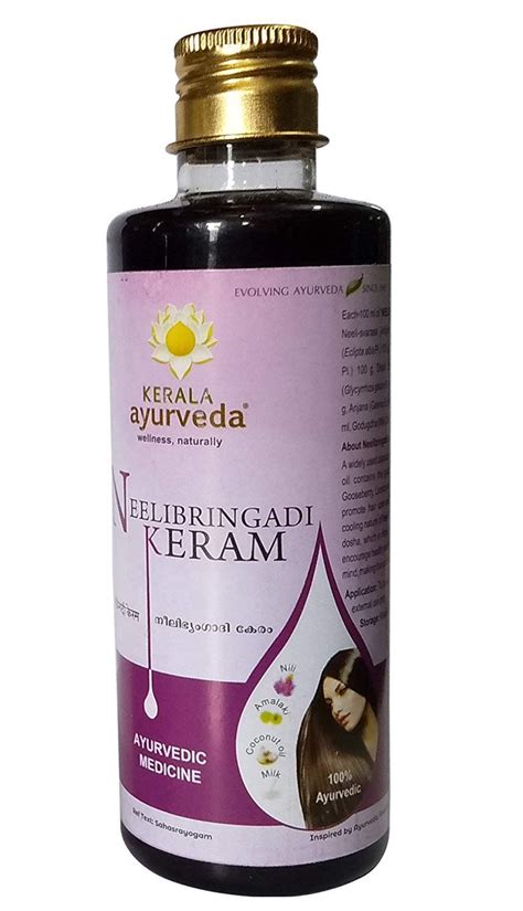 Ayurvedic hair growth oil, hair loss treatment, regrow edges, dry itchy scalp, alopecia treatment, herbal hair oil, black owned, curly hair. Neelibringaadi Keram Hair Oil 200ml - Kerala Ayurveda ...