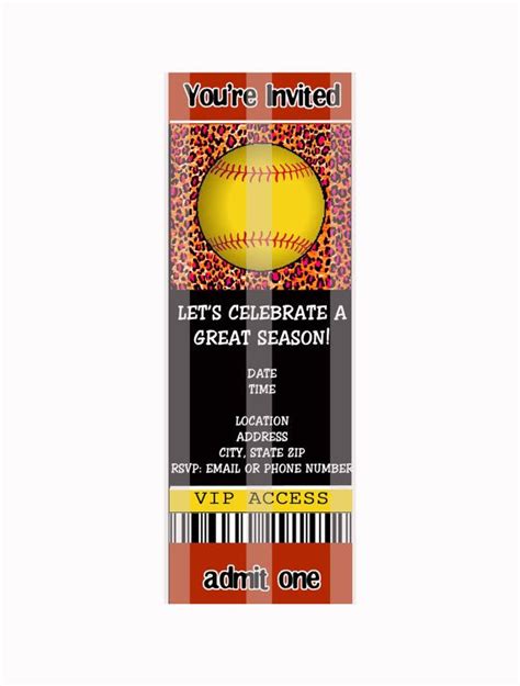 Softball Party Invitations End Of Season Party Personalized D I Y