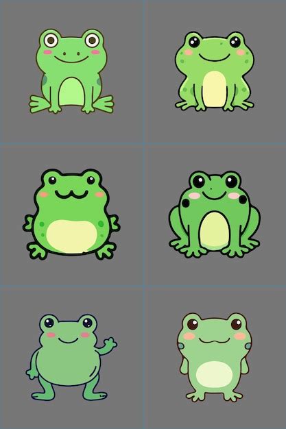 Premium Vector Frog Tortoise Cartoon Art Set