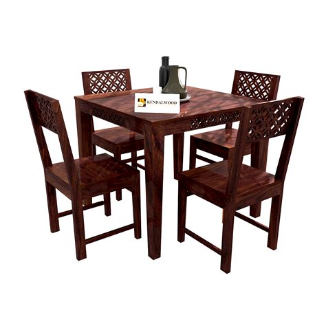 Kendalwood Furniture Sheesham Wood Cnc Cuting Dining Table With Chairs