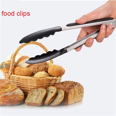 WOFO 9 12 Kitchen Food Tongs BBQ Clip Stainless Steel Salad Bread