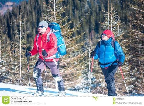 Two Climbers Are In The Mountains Stock Photo Image Of Expedition