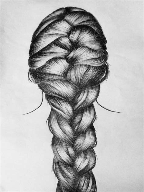 Braided Hair Sketch At Explore Collection Of Drawing Hair Braid How To