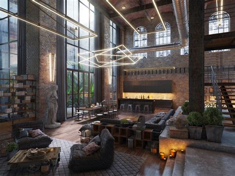 Luxury Industrial Living Room Interior Design Ideas