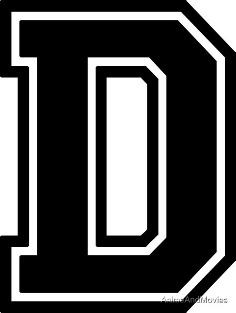 Letter D Varsity Collegiate Font Black Print Stickers By