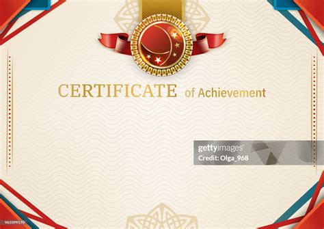 Official Retro Certificate With Red Gold Design Elements Red Ribbon And