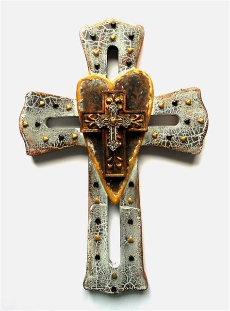 Cross Ooak Mixed Media Found Object Hand Painted Assemblage