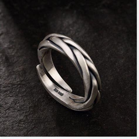 S 999 Fine Silver Jewelry Handmade Knitted Rings For Men Etsy