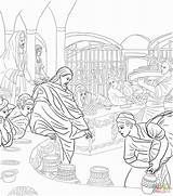Jesus Cana Miracle Coloring Feast Miracles Drawing Printable Colouring Bible Dot sketch template