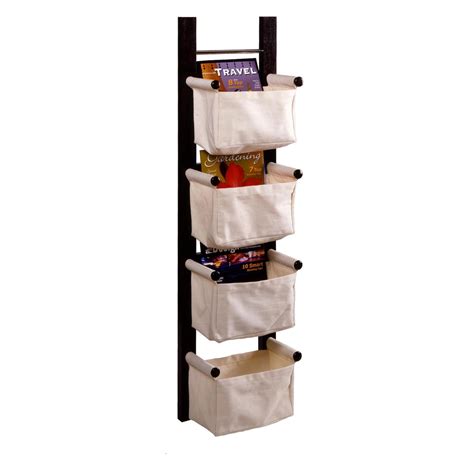 Winsome Storagemagazine Rack With 4 Canvas Baskets By Oj Commerce