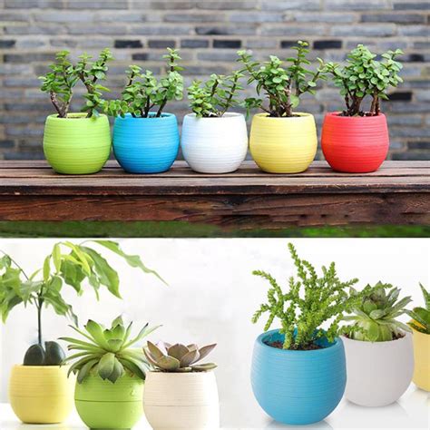 Grow your garden with outdoor plant stands and garden pots. Colorful Rainbow Plastic Stone Pill Flowerpot home office ...