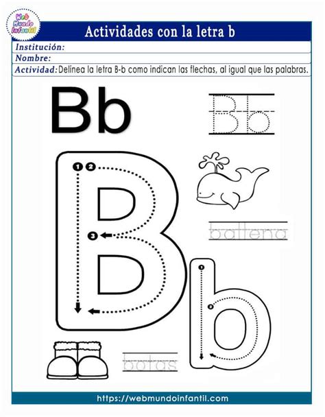 Actividades de lectoescritura con la letra b para niños