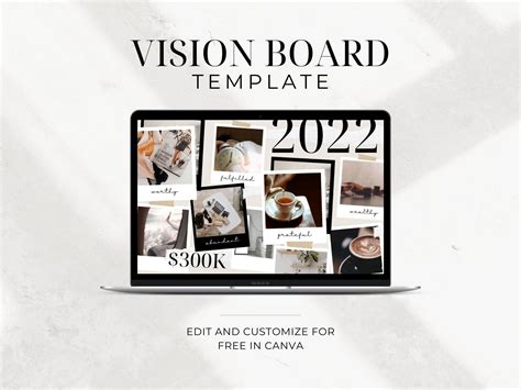 2022 Minimalist Vision Board Canva Template Manifesting Etsy Uk