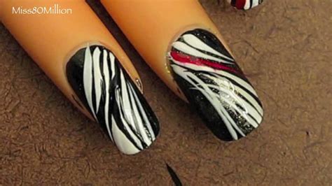 Black And White Abstract Free Hand Nail Art Tutorial Youtube