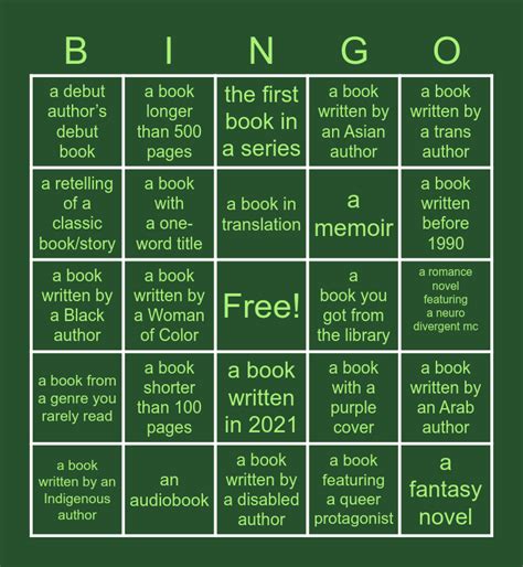 2022 Booktok Reading Bingo Card