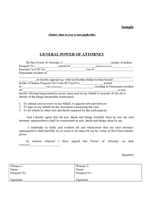 General Power Of Attorney Form 26 Free Templates In Pdf Word Excel