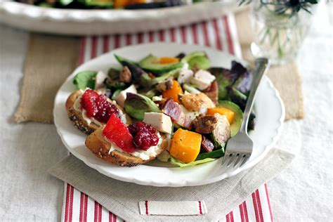 Turkey Cobb Salad With Cranberry Sauce And Brie Crostini