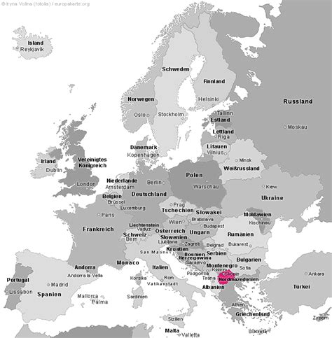 2019 wird für den 1991 aus dem zerfallenden jugoslawien hervorgegangen staat republik mazedonien ein einschneidendes historisches ereignis bleiben. Nordmazedonien in Europa - Nordmazedonien auf der Europakarte