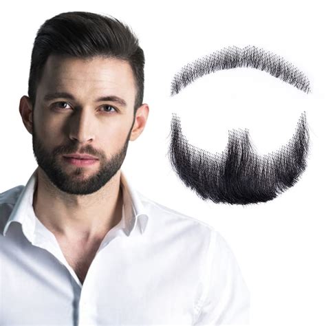 Realistic 100 Human Hair Full Hand Tied Goatee False Beards Lace Invisible Fake
