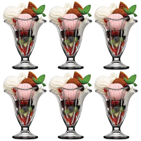 set of 2 4 6 clear glass flower shaped ice cream cup sundae bowl footed
