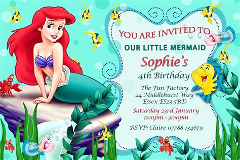 Little Mermaid Birthday Invitations Happy Birthday