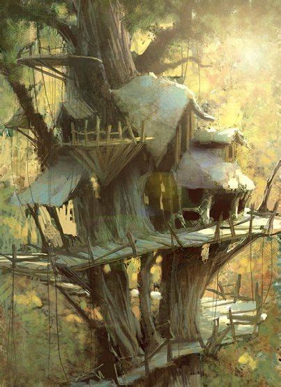 Secret Hideout Fantasy Tree Tree House Fantasy Landscape