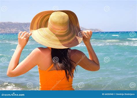 Woman Standing On Shoreline At The Beach Stock Photo Image Of Relax